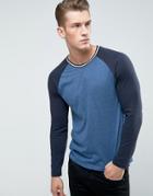 Brave Soul Long Sleeve Raglan Baseball Crew Neck - Navy