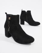 Office Alicia Black Zip Heeled Ankle Boot - Black