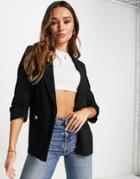 River Island Ruched Sleeve Blazer In Black - Part Of A Set