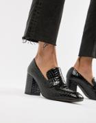 E8 By Miista Linnea Black Leather Croc Heeled Shoes - Black