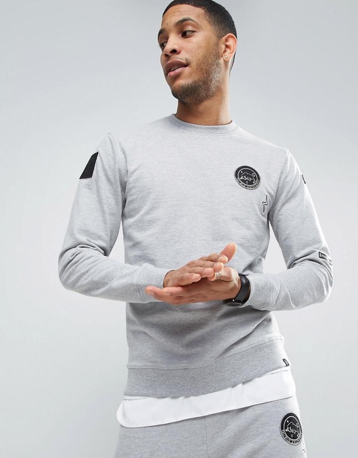 Only & Sons Sweatshirt With Patches - Gray