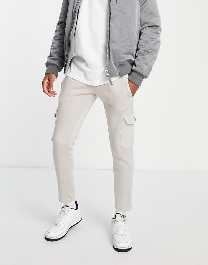 Soul Star Cargo Panel Sweatpants In Stone-neutral