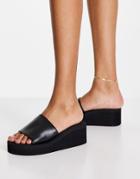 Truffle Collection Casual Heeled Mules In Black In Black