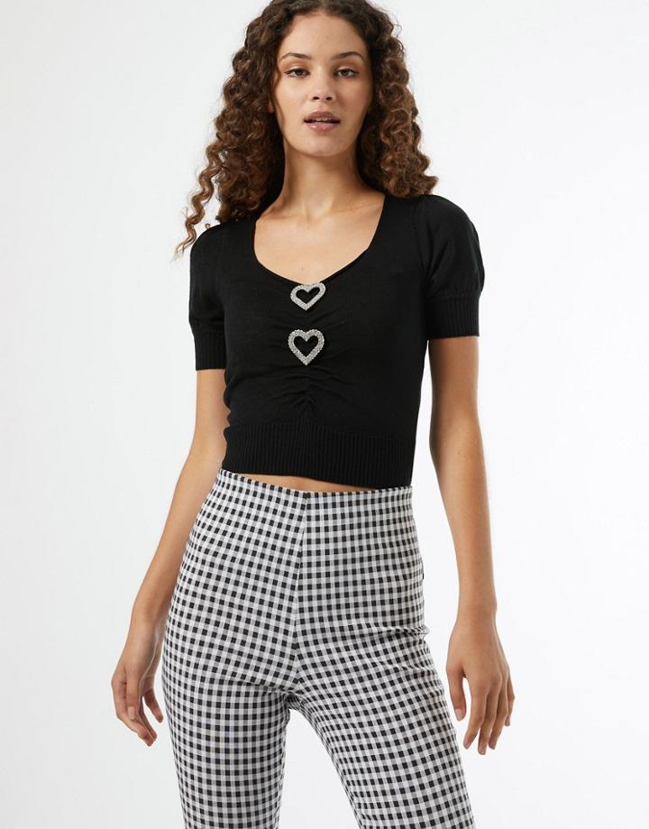 Miss Selfridge Knit Top In Black
