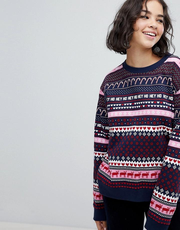 Monki Holidays Fairisle Sweatshirt Sweater - Multi