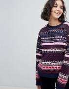 Monki Holidays Fairisle Sweatshirt Sweater - Multi