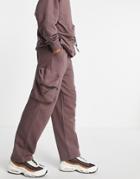 Asos Design Oversized Sweatpants With Zip Pouch Pockets In Washed Brown - Part Of A Set