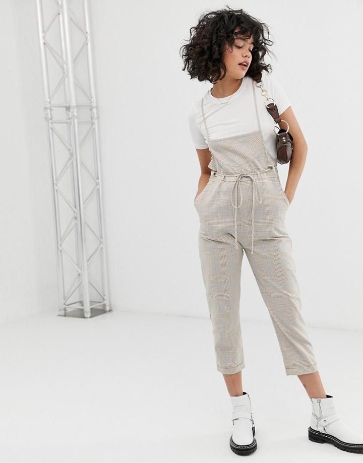 Wild Honey Cami Jumpsuit In Check - Cream