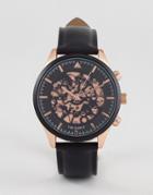 Asos Watch In Black And Gold With Exposed Cogs Design - Black