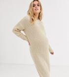 Asos Design Maternity Chunky Midi Dress With Zip Detail