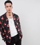 Heart & Dagger Revere Shirt In Long Sleeve With Poppy Print - Black