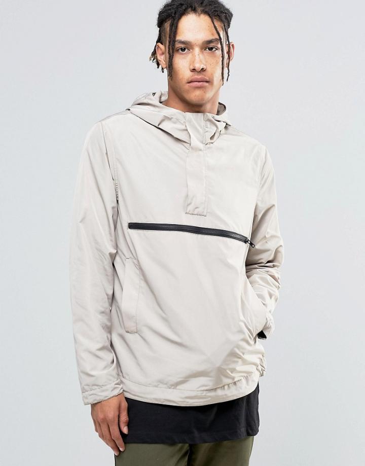 Asos Over The Head Windbreaker In Putty - Brown