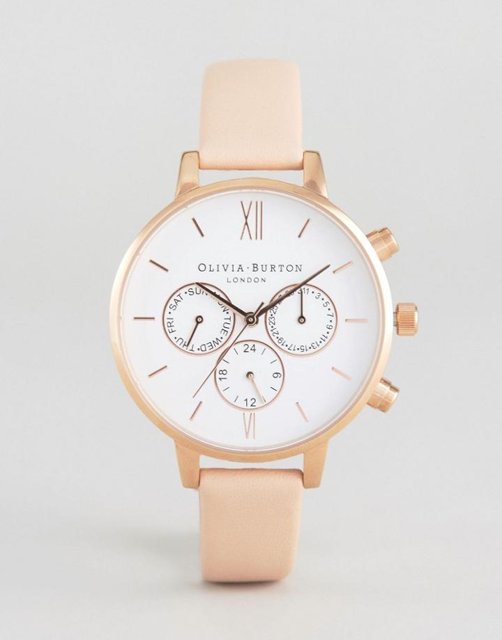 Olivia Burton Nude Chrono Leather Watch - Gold