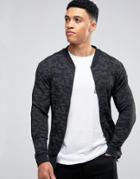 Brave Soul Camo Sweat Jacket - Black