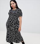 Asos Design Curve Maxi Tea Dress In Polka Dot - Multi