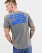 Jack And Jones Originals Long Line Pocket Tee With Back Print - Gray