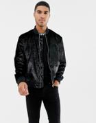 Hugo Bestino Glitter Bomber Jacket In Black - Black