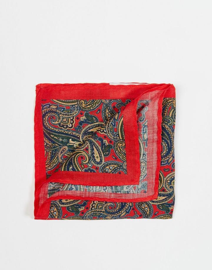 Selected Homme Pocket Square In Paisley - Red