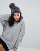 Pull & Bear Chenille Bobble Hat - Gray