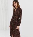 Warehouse Shirt Dress In Tiger Print - Brown