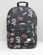 Spiral Backpack With Space Party Print - Black