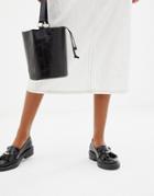 Asos Design Militant Premium Leather Loafer Flat Shoes - Black