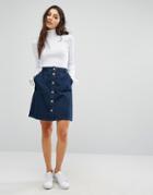Only Denim Skirt With Button Front - Blue