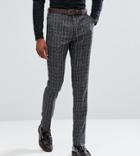 Gianni Feraud Tall Skinny Fit Blue Checked Suit Pants - Blue