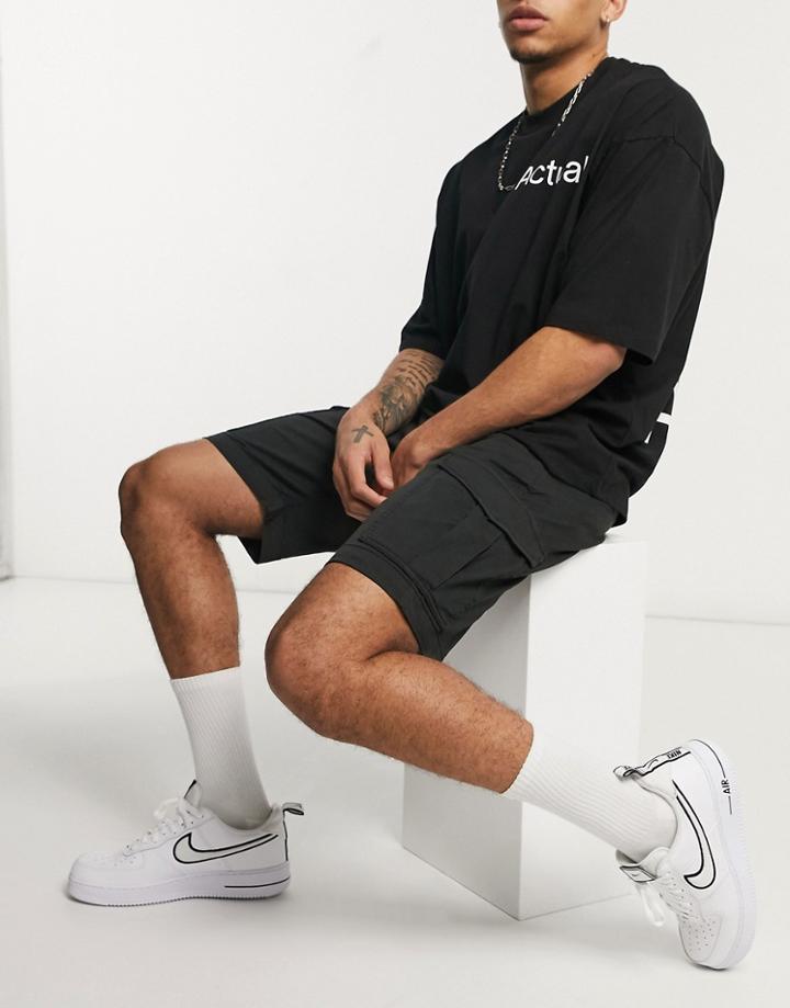 Jack & Jones Intelligence Cargo Shorts In Black