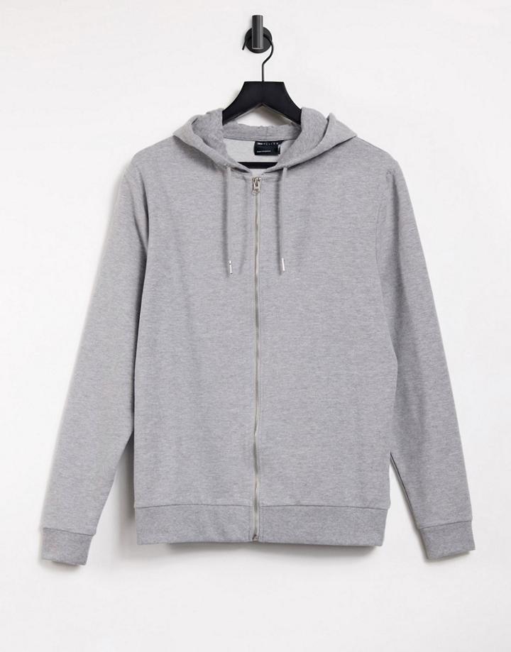 Asos Design Cotton Organic Blend Lightweight Hoodie In Gray Heather-grey