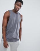 Asos Design Relaxed Tank With Binding And Curve Hem - Gray