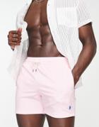 Polo Ralph Lauren Traveler Icon Logo Mid Swim Shorts In Pink