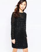 Virgo's Lounge Xenia Mini Dress With Geo Embellishment - Black