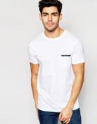 Brave Soul Plain Zip Pocket T-shirt - White