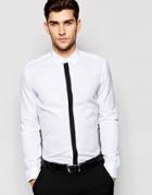 Hugo By Hugo Boss Smart Shirt In Slim Stretch Cotton And Contrast Placket - White