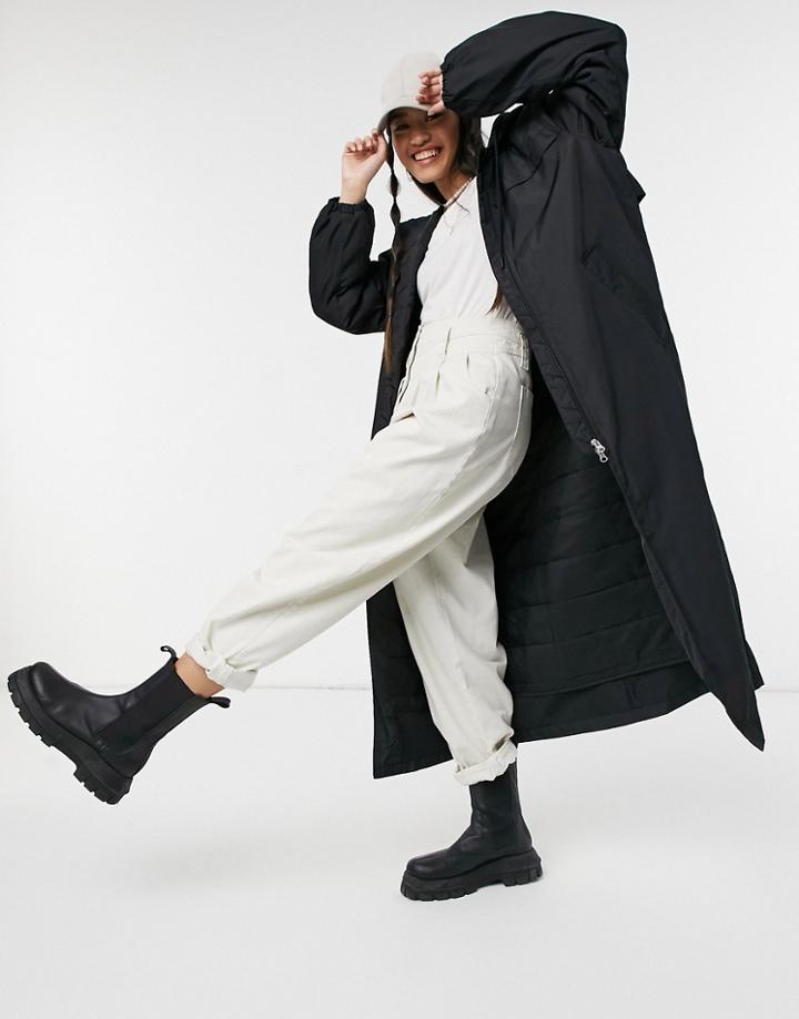Weekday May Hooded Nylon Long Jacket In Black