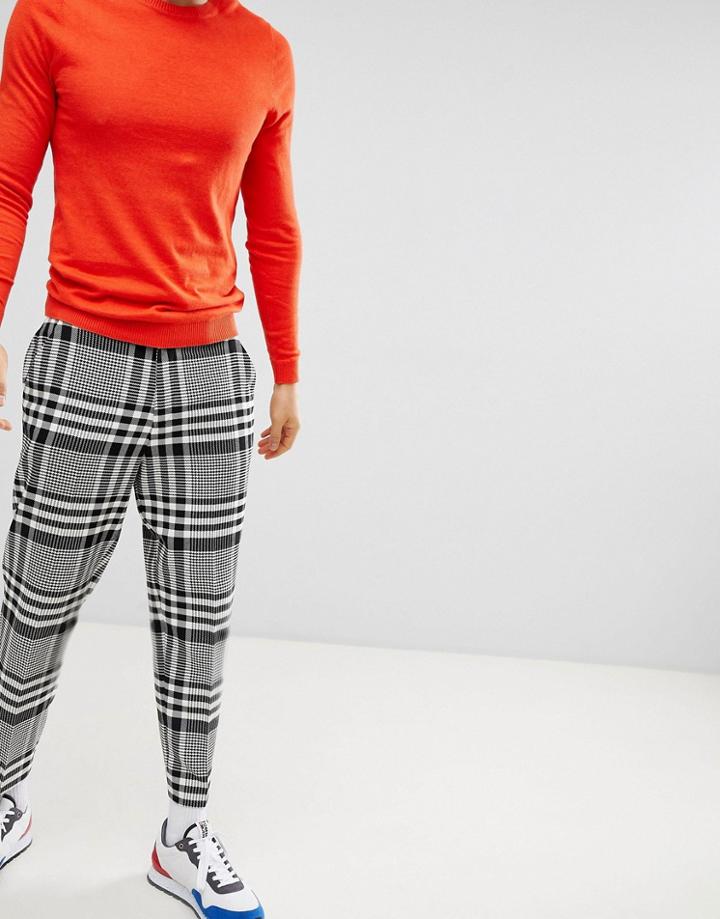 Asos Design Tapered Smart Pants In Oversized Check - Black