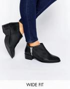 Asos Aldgate Wide Fit Leather Ankle Boots - Black