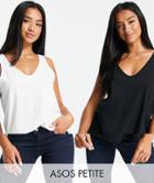 Asos Design Petite Ultimate Organic Cotton Blend Scoop Neck Tank In 2 Pack Save-multi