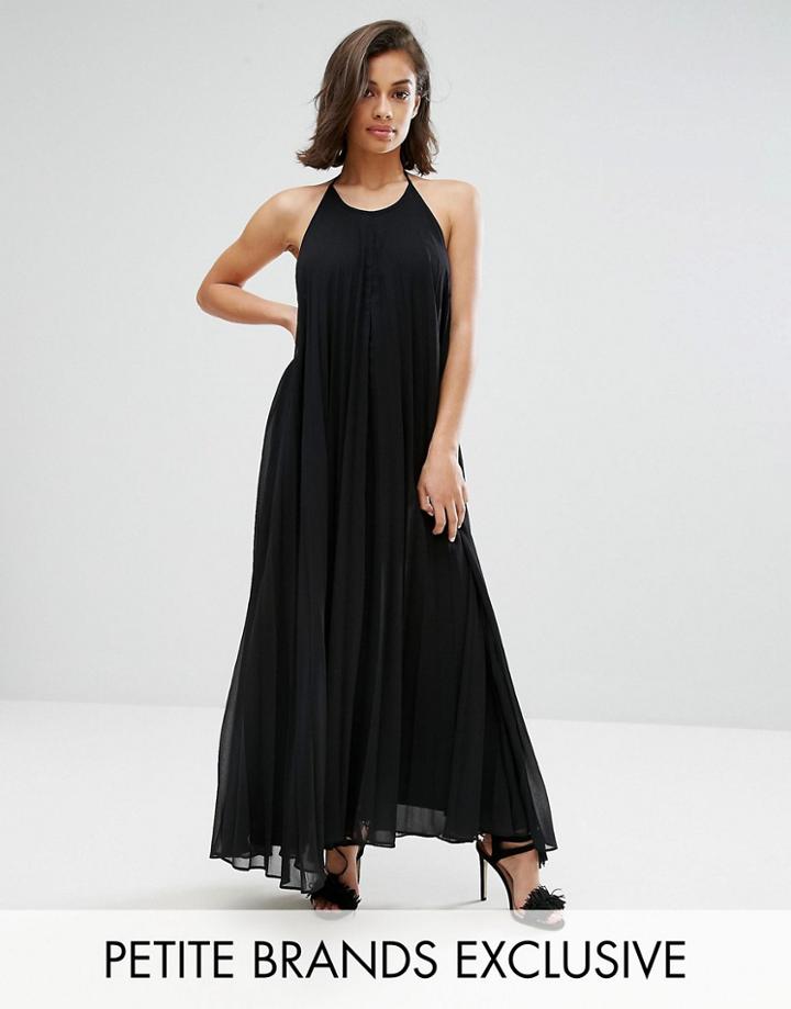 Missguided Petite Pleated Maxi Dress - Black