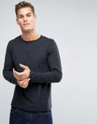 Lindbergh Slub Long Sleeve Top - Black