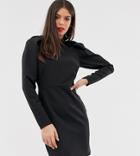 Asos Design Tall Mini Dress With Extreme Puff Sleeve - Black