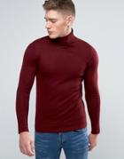 Lindbergh Sweater With Roll Neck In Burgundy Merino Wool - Red