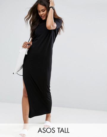 Asos Tall Tall Basic T-shirt Casual Maxi Dress - Black