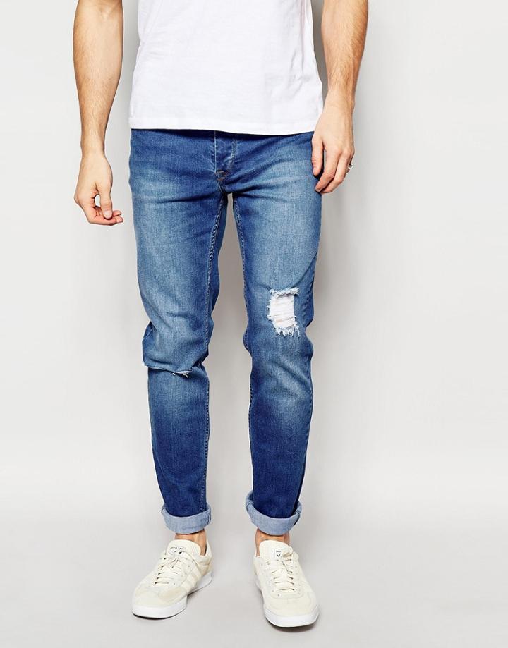 Kubban Skinny Jean Dark Blue Stonewash - Blue
