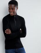 Esprit Cashmere Blend Half Zip Sweater In Black - Black