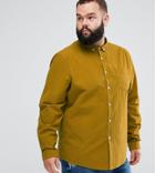 Asos Plus Regular Fit Textured Shirt With Chest Pocket - Yellow