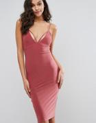 Club L Slinky Dress With Double Strap Detail - Pink