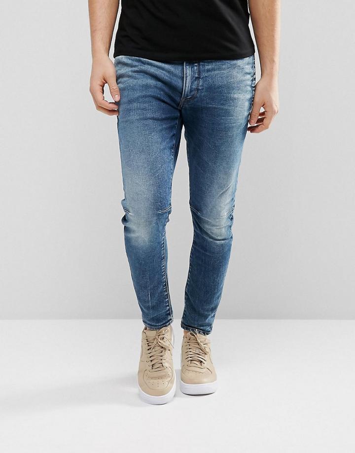 G-star D-staq 3d Super Slim Jeans Medium Aged - Blue
