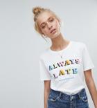 Adolescent Clothing T-shirt With Always Late Print - White